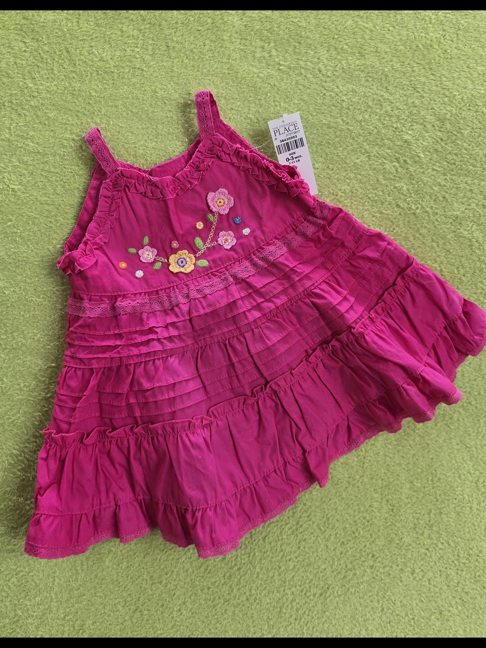 NWT 0-3M  Baby Girls - 2P SUNDRESS Bright Hot Pink Floral Ruffle + Panties